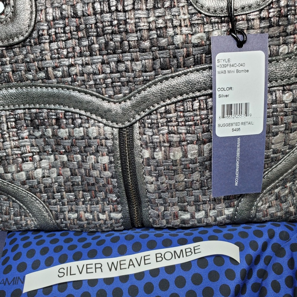Rebecca MInkoff Gunmetal Silver Weave Mob Wife MAB Bombe Satchel Bag Luxury - Picture 2 of 9